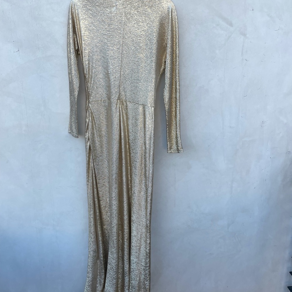 ❌SOLD❌Reformation Metallic Gold Twist Front Slit Gown Maxi Dress - Picture 7 of 8